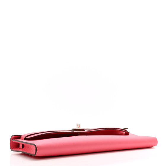 HERMES Swift Kelly Cut Clutch Pochette Rose Azalee