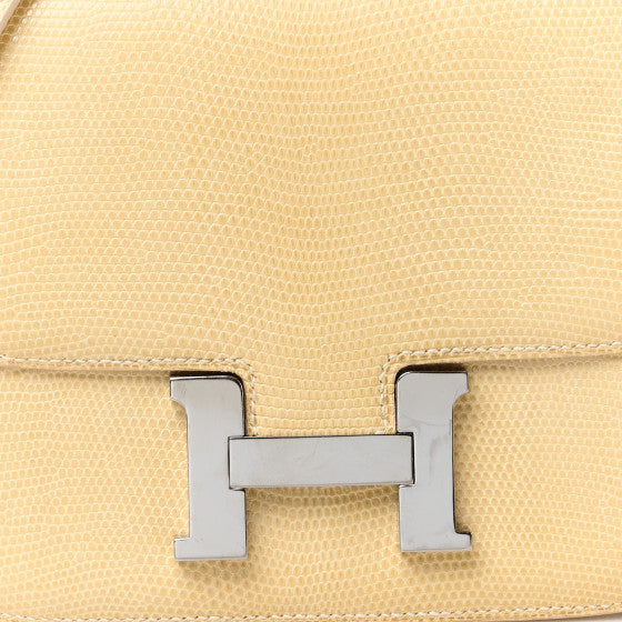 HERMES Lizard Constance 18 Blanc Casse