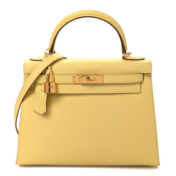 HERMES Epsom Kelly Sellier 28 Jaune Poussin