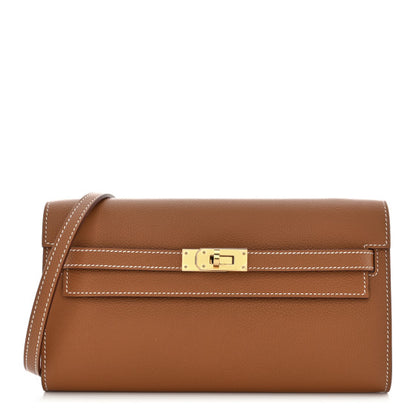 HERMES Evercolor Kelly Wallet To Go Gold