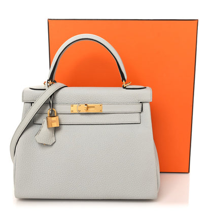 HERMES Taurillon Clemence Kelly Retourne 28 Bleu Pale