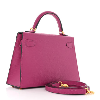 HERMES Epsom Horseshoe Mini Kelly Sellier 20 Rose Pourpre