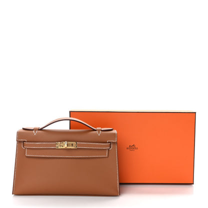 HERMES Swift Kelly Pochette Clutch Gold