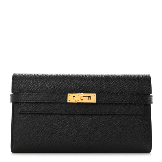 HERMES Epsom Kelly Longue Wallet Black