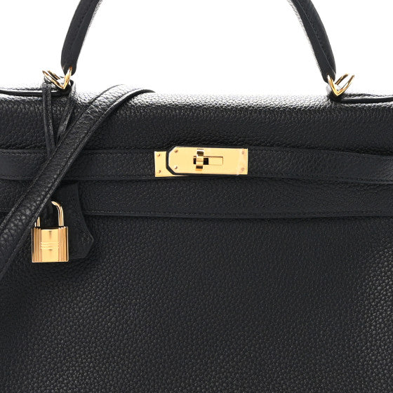 HERMES Taurillon Clemence Kelly Retourne 32 Black