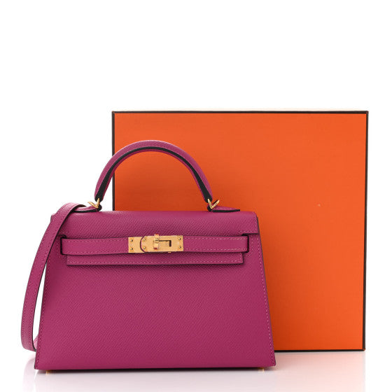 HERMES Epsom Horseshoe Mini Kelly Sellier 20 Rose Pourpre