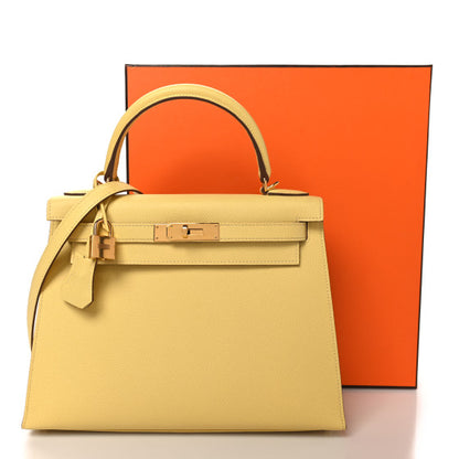 HERMES Epsom Kelly Sellier 28 Jaune Poussin