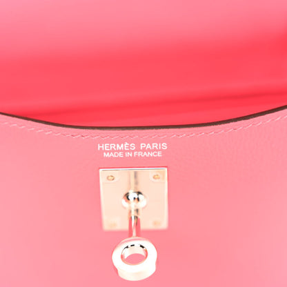 HERMES Evercolor Kelly Danse II Belt Bag Rose Azalee