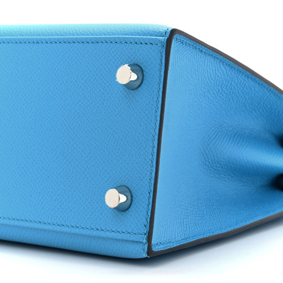 HERMES Epsom Kelly Sellier 25 Bleu Frida