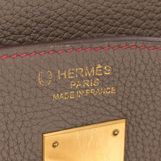 HERMES Togo Horseshoe Birkin 40 Etoupe Rouge H