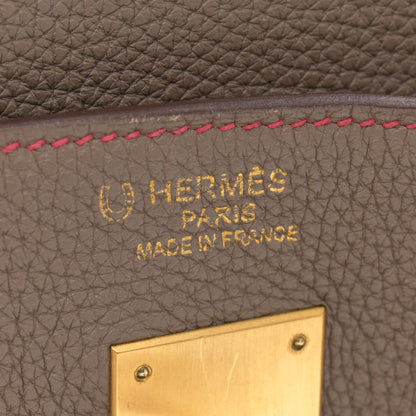 HERMES Togo Horseshoe Birkin 40 Etoupe Rouge H