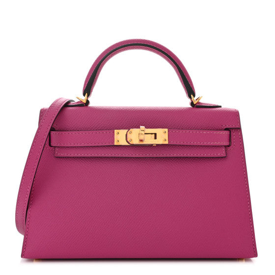 HERMES Epsom Horseshoe Mini Kelly Sellier 20 Rose Pourpre