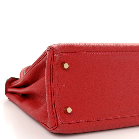 HERMES Togo Kelly Retourne 28 Rouge Casaque