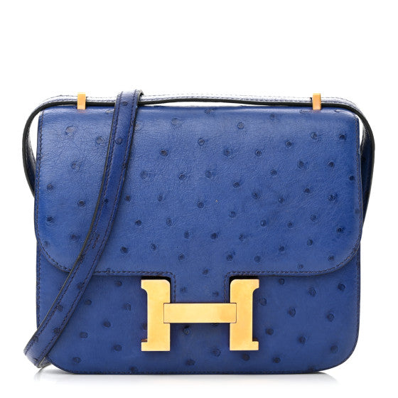 HERMES Ostrich Constance 18 Bleu Saphir