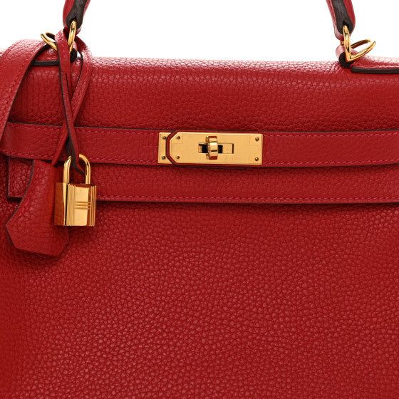 HERMES Togo Kelly Retourne 28 Rouge Casaque