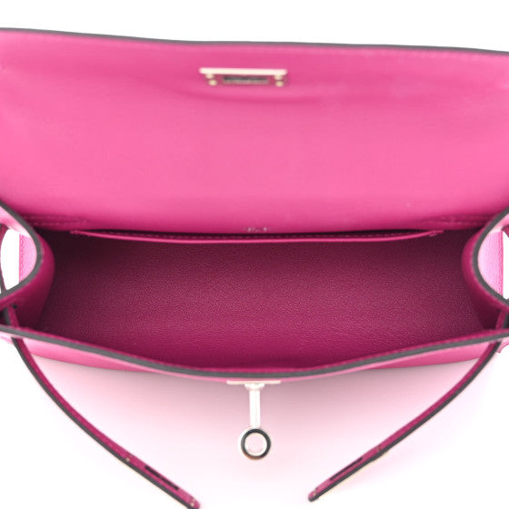 HERMES Swift Kelly Pochette Clutch Rose Pourpre