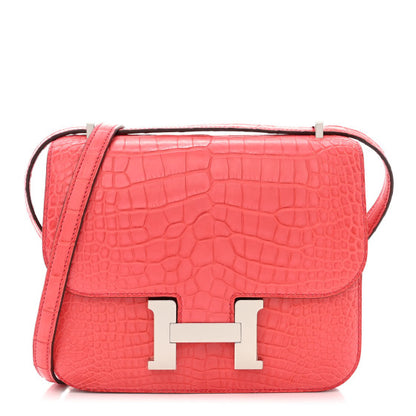 HERMES Matte Alligator Constance 18 Bougainvillea