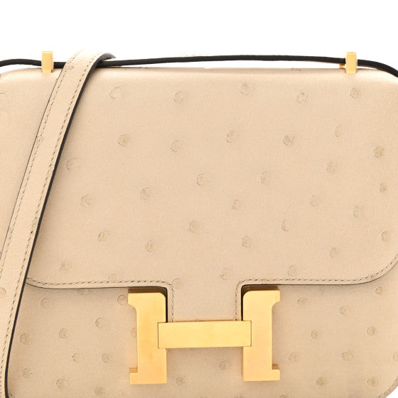 HERMES Ostrich Constance 18 Parchemin