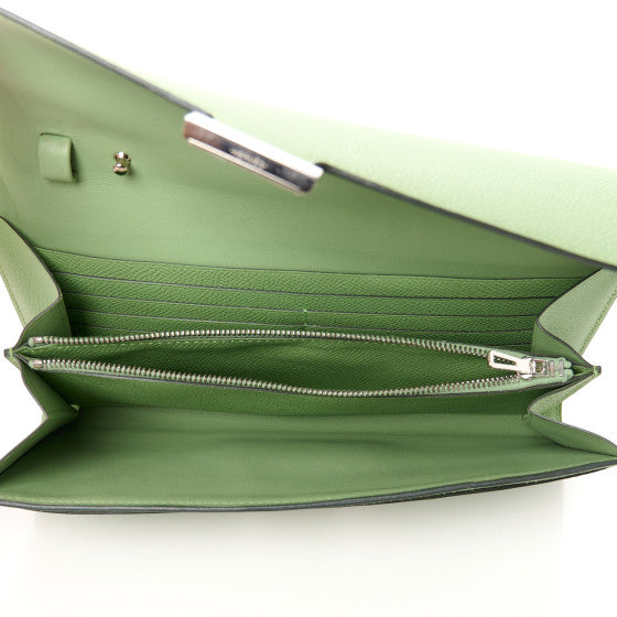 HERMES Epsom Constance Long To Go Wallet Vert Criquet