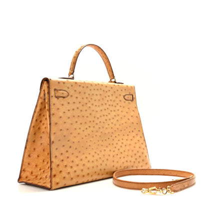 HERMES Ostrich Kelly Sellier 35 Gold