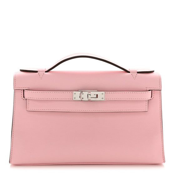 HERMES Swift Kelly Pochette Clutch Rose Sakura