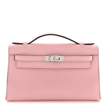 HERMES Swift Kelly Pochette Clutch Rose Sakura