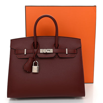 HERMES Madame Calfskin Birkin Sellier 25 Rouge H