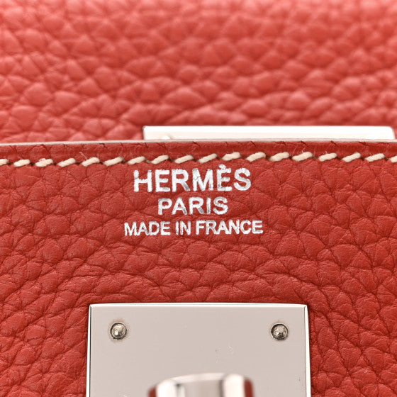 HERMES Taurillon Clemence Kelly Retourne 32 Sanguine