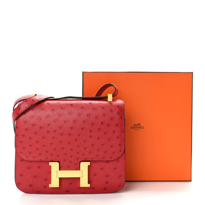 HERMES Ostrich Constance 24 Rouge Vif