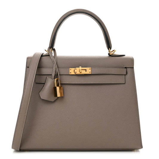 HERMES Epsom Kelly Sellier 25 Gris Asphalte