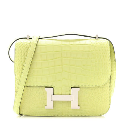 HERMES Matte Alligator Constance 18 Jaune Bourgeon