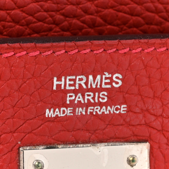 HERMES Taurillon Clemence Kelly Retourne 32 Rouge Casaque