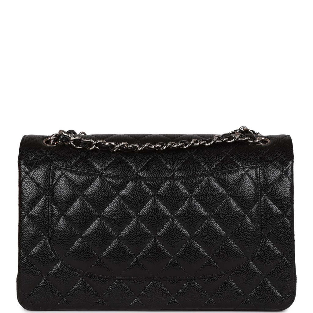 Chanel Black Quilted Caviar Jumbo Classic Double Flap Bag Gold Hardware