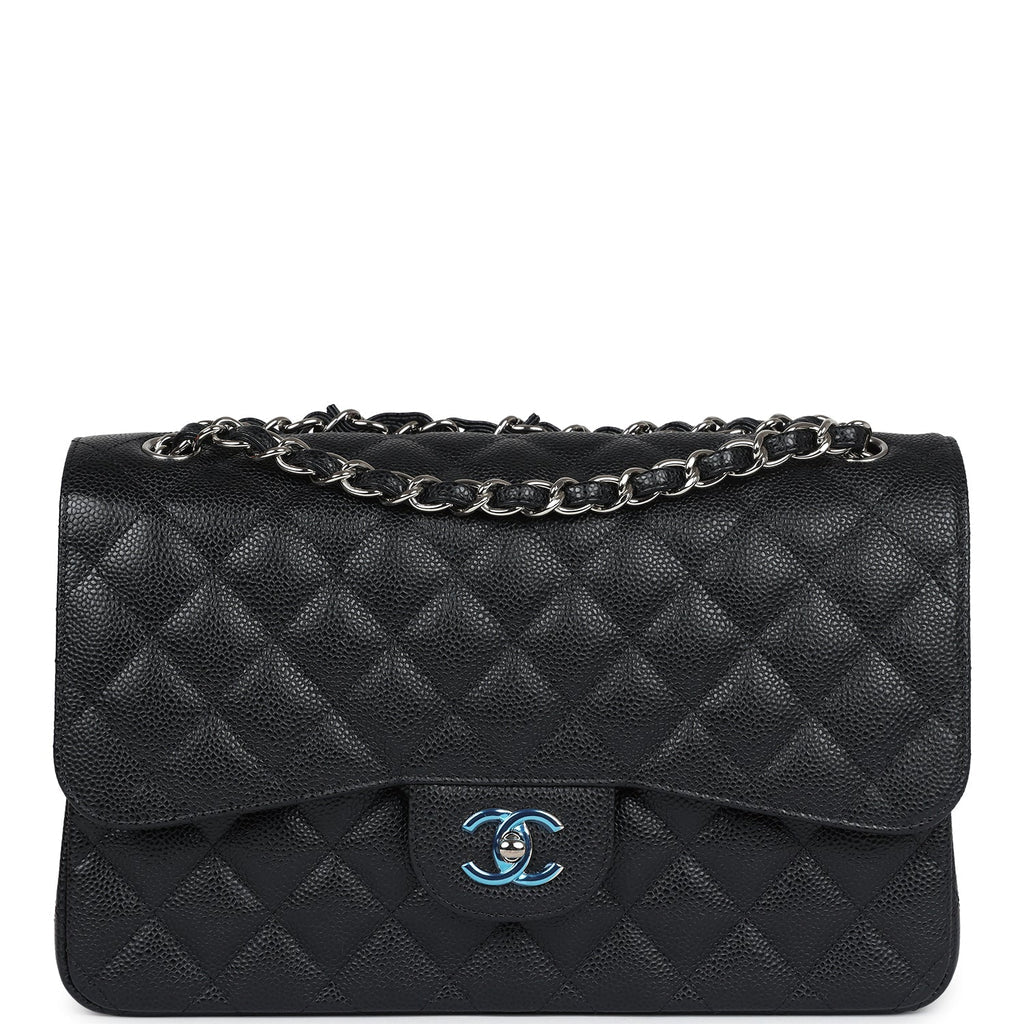 Chanel Jumbo Classic Double Flap Bag Black Caviar Silver Hardware