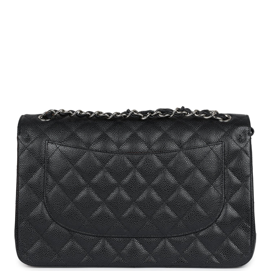 Chanel Jumbo Classic Double Flap Bag Black Caviar Silver Hardware