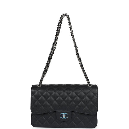 Chanel Jumbo Classic Double Flap Bag Black Caviar Silver Hardware