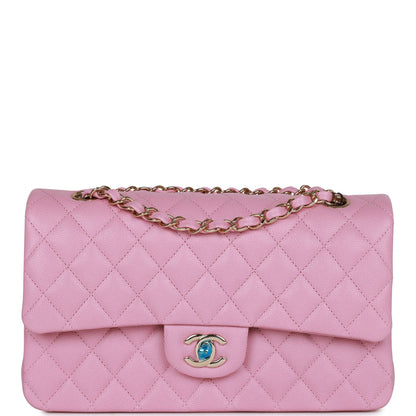 Chanel Medium Classic Double Flap Bag Dark Pink Caviar Light Gold Hardware