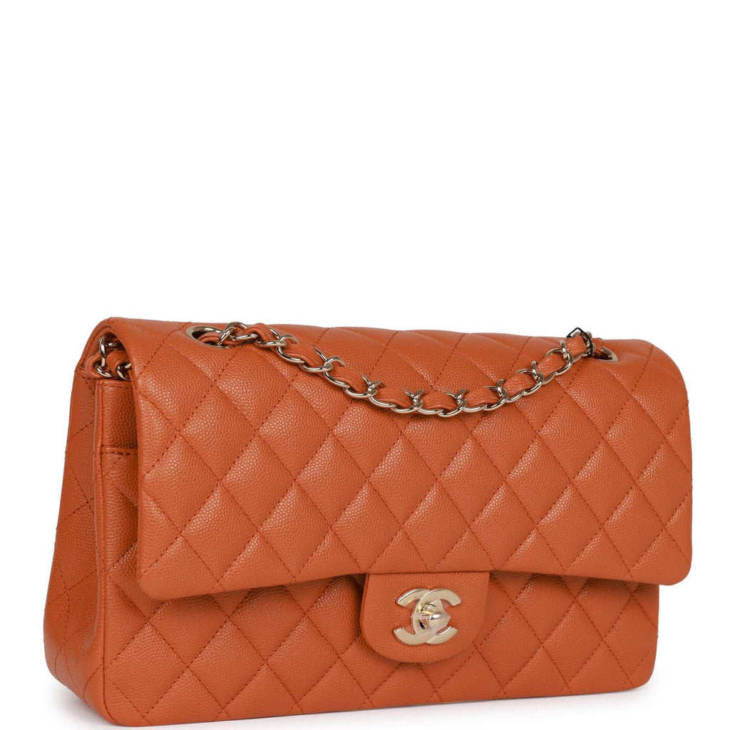 Chanel Medium Classic Double Flap Bag Caramel Caviar Light Gold Hardware