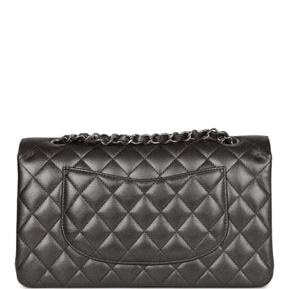 Chanel Medium Classic Double Flap Bag Metallic Grey Lambskin Silver Hardware