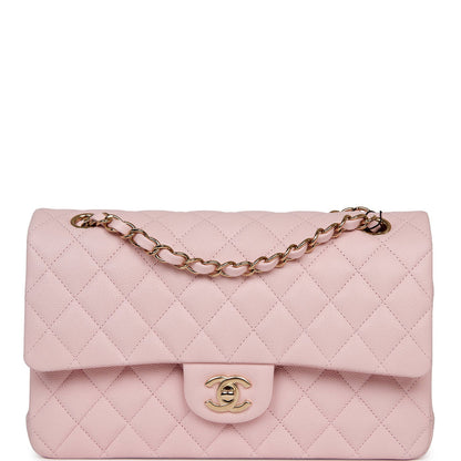 Chanel Pink Caviar Medium Classic Double Flap Bag Light Gold Hardware