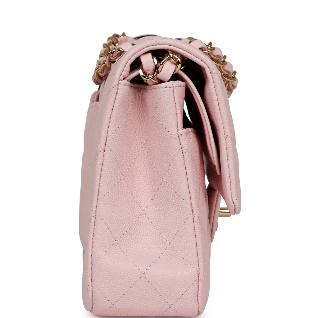 Chanel Pink Caviar Medium Classic Double Flap Bag Light Gold Hardware