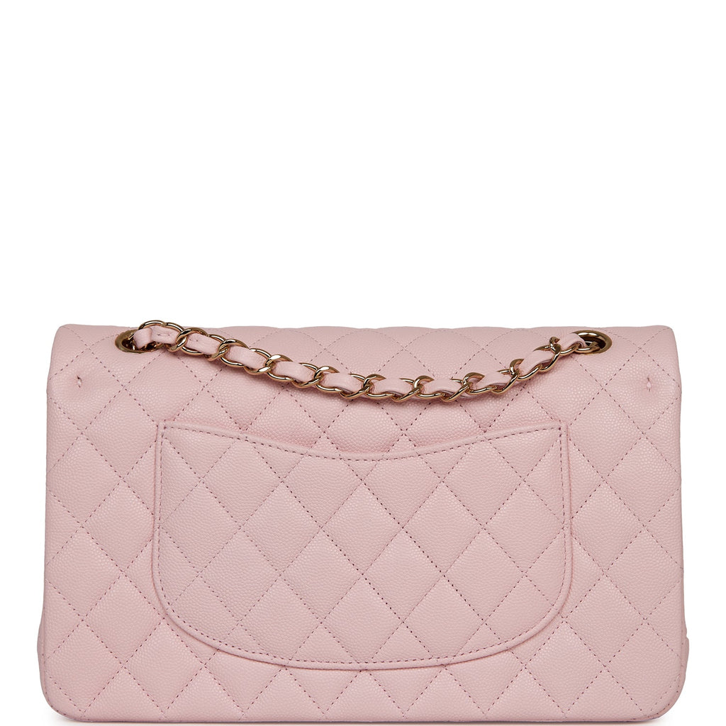 Chanel Pink Caviar Medium Classic Double Flap Bag Light Gold Hardware