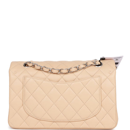 Chanel Small Classic Double Flap Beige Clair Lambskin Silver Hardware