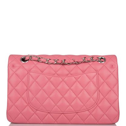 Chanel Medium Classic Double Flap Rose Pink Lambskin Silver Hardware