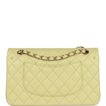 Chanel Medium Classic Double Flap Bag Light Green Lambskin Light Gold Hardware