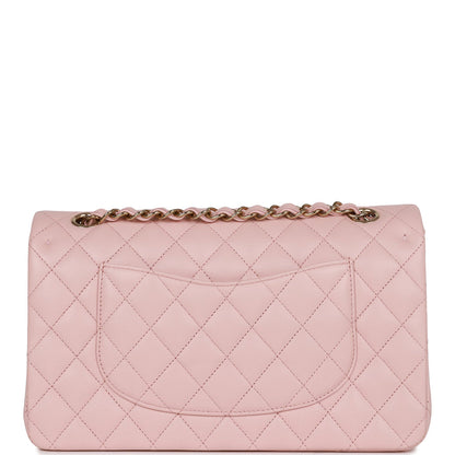 Chanel Medium Classic Double Flap Bag Light Pink Lambskin Light Gold Hardware