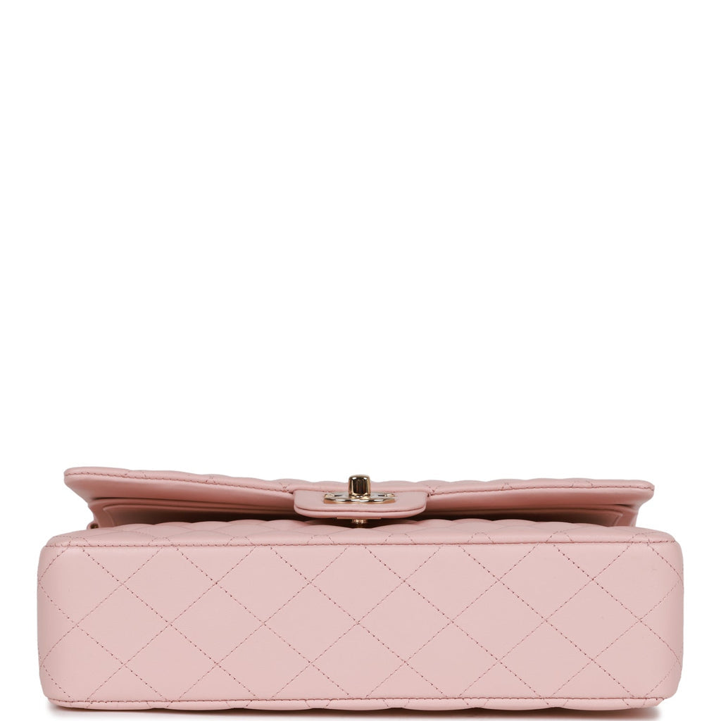 Chanel Medium Classic Double Flap Bag Light Pink Lambskin Light Gold Hardware