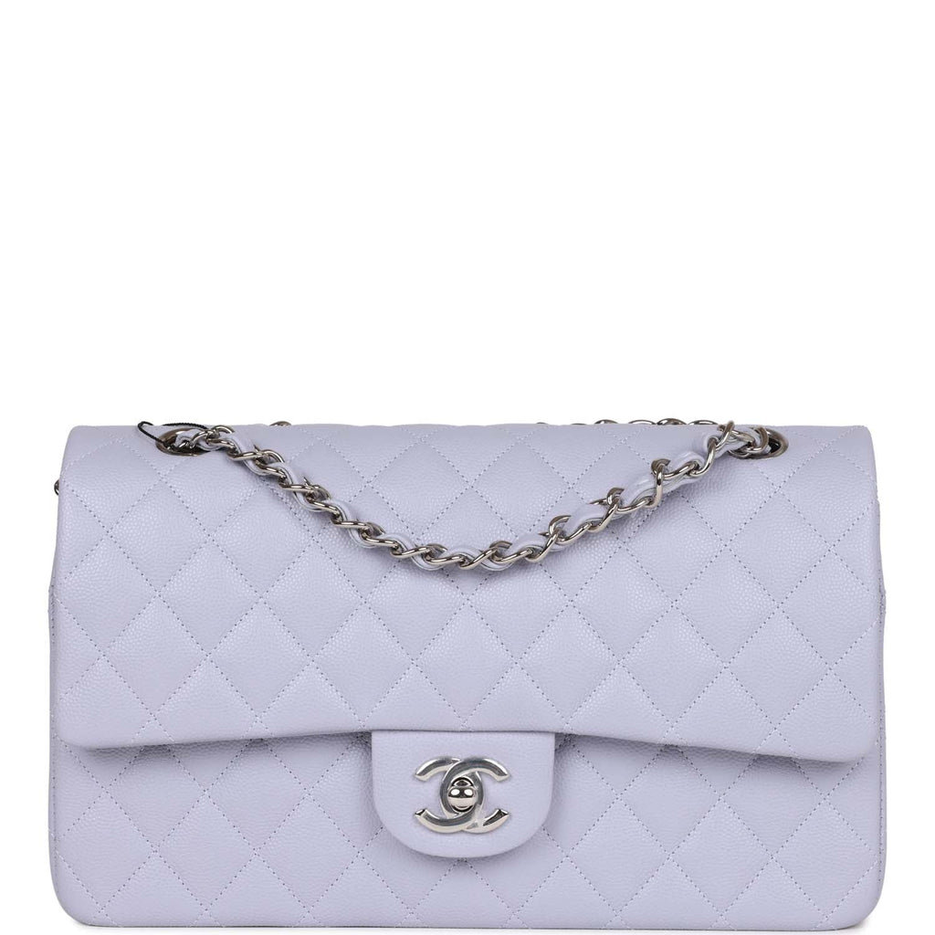 Chanel Medium Classic Double Flap Lavender Caviar Silver Hardware