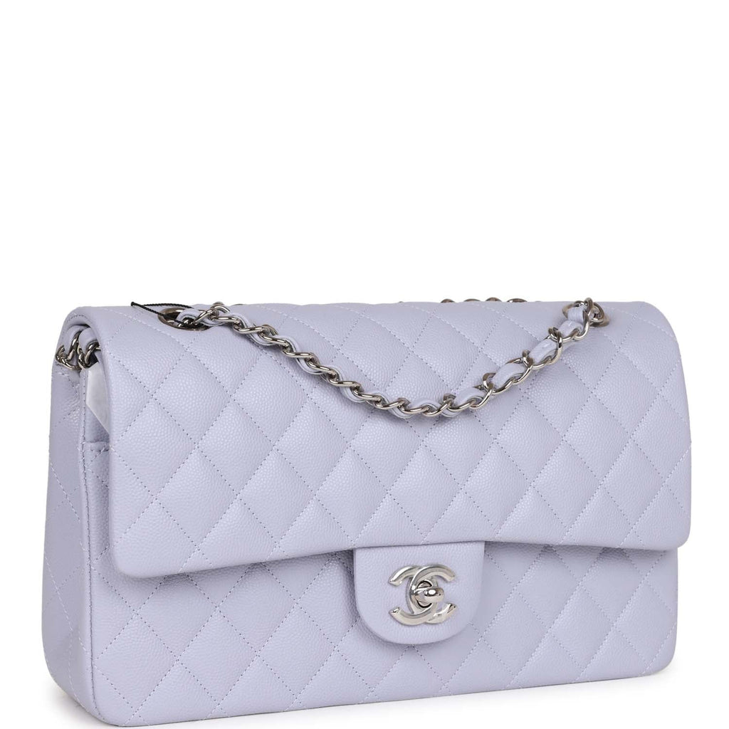 Chanel Medium Classic Double Flap Lavender Caviar Silver Hardware