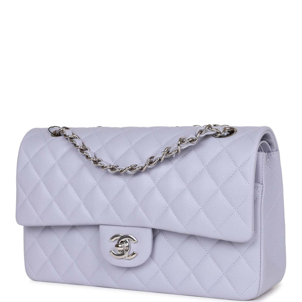 Chanel Medium Classic Double Flap Lavender Caviar Silver Hardware